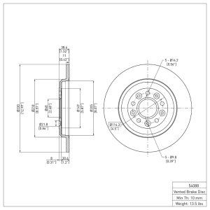 Ford Taurus Brake Rotor (1) - Rear - R1 Concepts - Plain - `05-`19